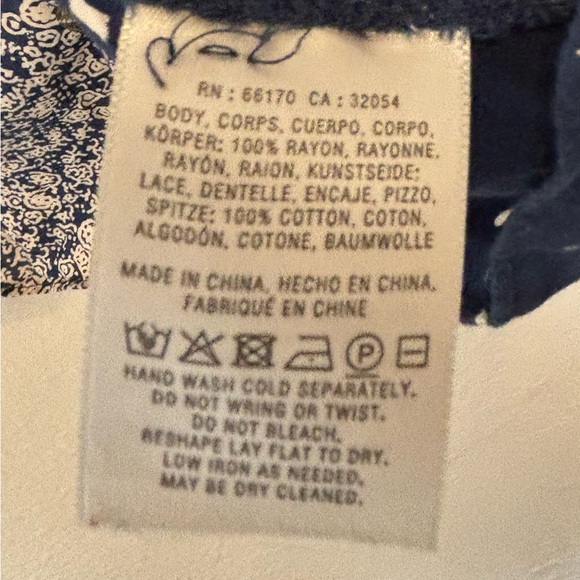 Anthropology Maeve Blue Hiver 3/4th Bell Sleeve Button Lace Front Blouse 2 - Picture 8 of 10